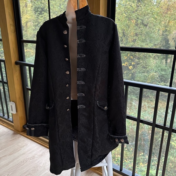 Steampunk Pirate Brocade Black Jacket ~ Men’s S - Picture 13 of 17